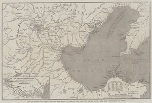 Mapa del noreste de China, mostrando el Golfo de Pechili, el río Tien-Tsin (Peiho) y los accesos a Pekín